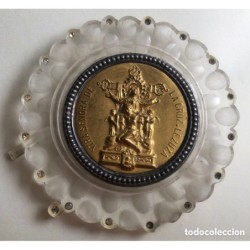 LEZUZA-ALBACETE-VIRGEN DE LA CRUZ-MEDALLA ENMARCADA-ANTIGUA-MUY RARA.