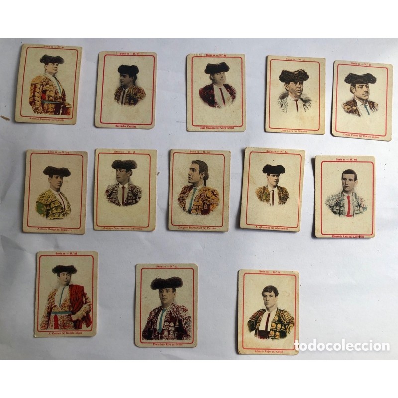 13 CROMOS FOTOTIPIAS DE CAJAS DE CERILLAS TOREROS -SERIE 12 FOSFORERA ESPAÑOLA TAURINO
