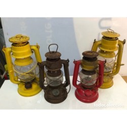 COLECCION DE 4 LAMPARAS DE PETROLEO DE DIFERENTES PAISES-ANTIGUAS.