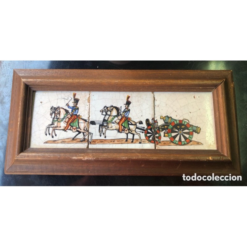 AZULEJOS EN BARNIZ PINTADOS A MANO ANTIGUOS.