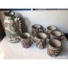 CERAMICA D. PUNTER-CERAMICA DE TOLEDO-JARRA Y JUEGO DE 6 VASOS HECHOS A MANO.