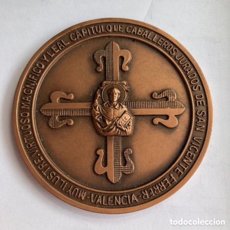 MEDALLA CAPITULO DE CABALLEROS JURADOS SAN VICENTE FERRER-VALENCIA-AÑO 1966-AÑO DE SU CONSTITUCION.