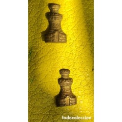 Pareja Distintivos emblemas pins Metálico Torre De Ingeniero Ejercito Militar.