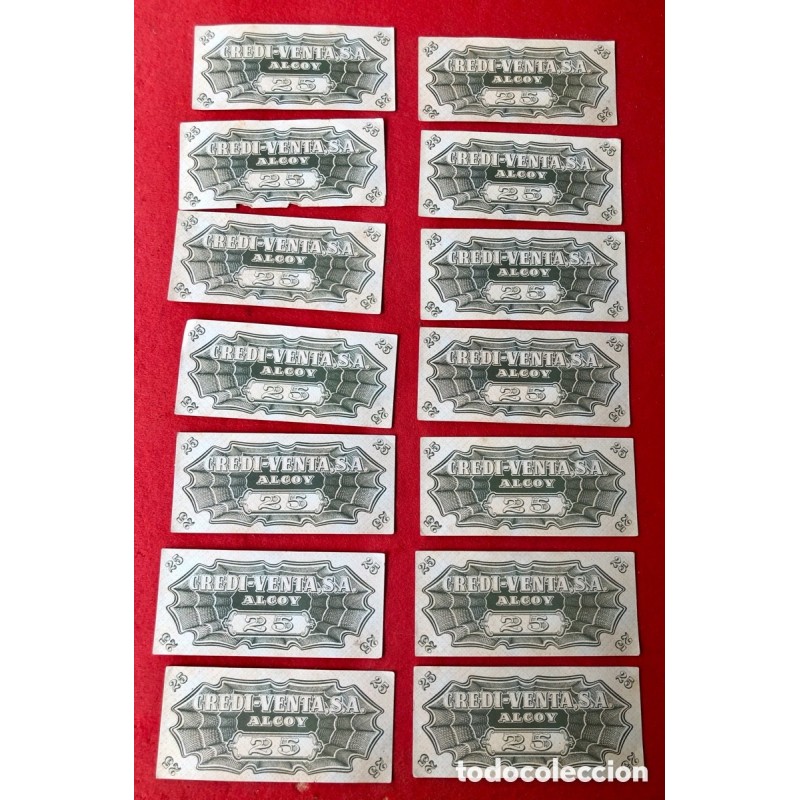 ALCOY-ONTENIENTE-BILLETES DE CREDITO NEGOCIOS LOCALES-MUY RAROS-AÑOS 50 60.
