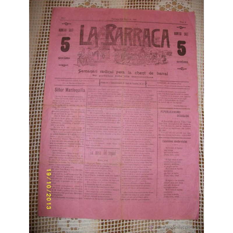 LA BARRACA-SEMANARI RADICAL PERA LA CHENTDE BARRA-MAYO 1903.
