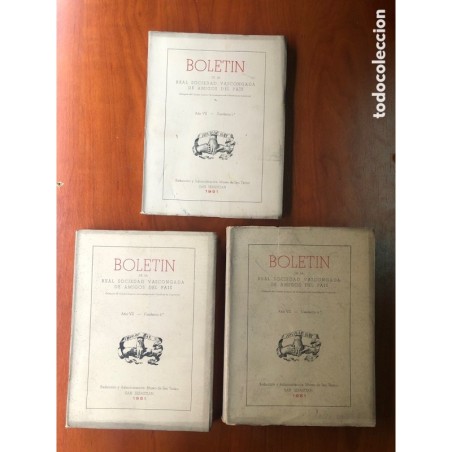 SAN SEBASTIAN-BOLETIN DE LA REAL SOCIEDAD VASCONGADA DE AMIGOS DEL PAIS-CUADERNOS 1º 2º 4º-AÑO 1951.