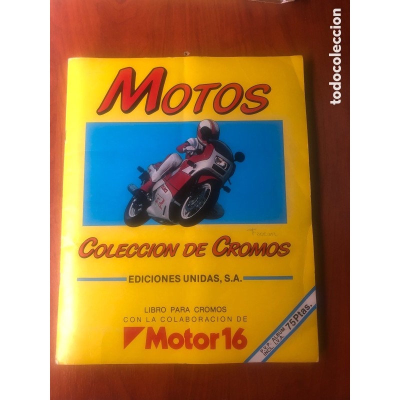 ALBUM CROMOS MOTOS-COMPLETO-EDICIONES UNIDAS-MOTOR 16-AÑO 1986.