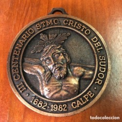 MEDALLA III CENTENARIO STMC CRISTO DEL SUDOR-CALPE-1882 1982.
