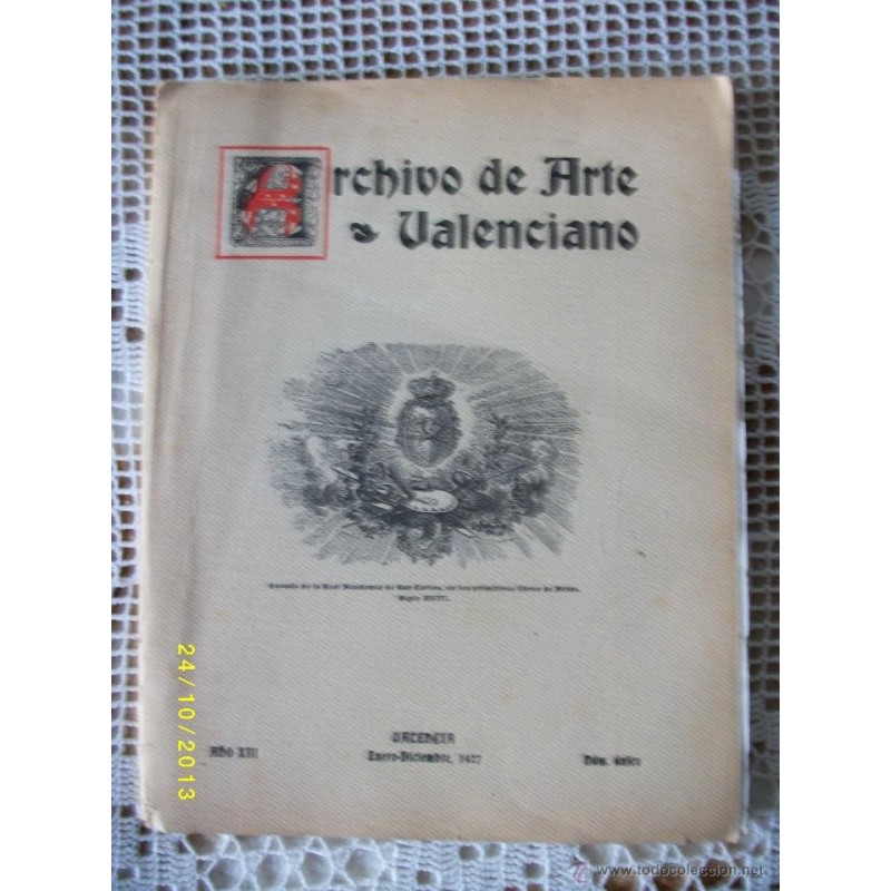 ARCHIVO DE ARTE VALENCIANO 1927 ARCHIVO DE ARTE VALENCIANO 1927