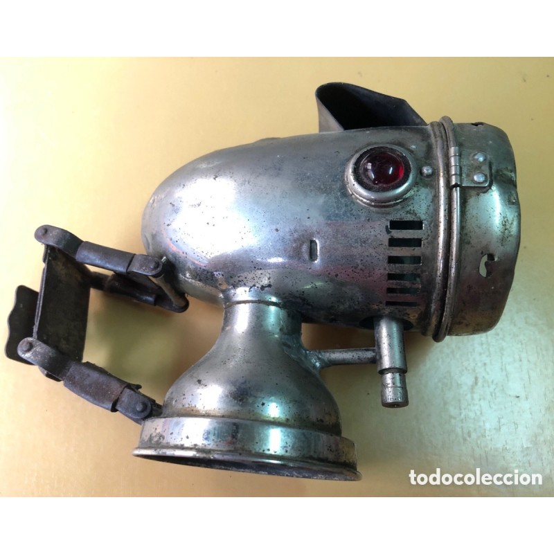 Faro de Bici o Moto Marca HELLA de carburo o acetileno-Años 20 30