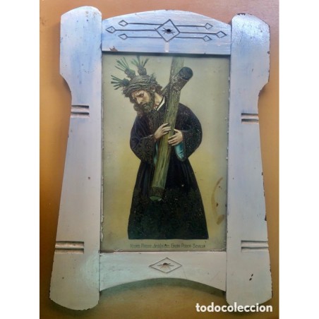 NTRO. PADRE JESUS DEL GRAN PODER-SEVILLA-FOTOTIPIA RELIEVE -ENMARCADO MADERA NOBLE-SIGLO 18.
