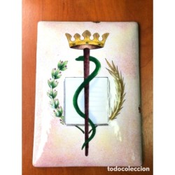 EMBLEMA MEDICINA -ESMALTE COBRE CHAPA.