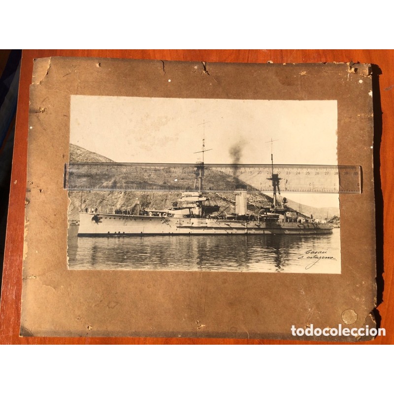 BUQUE ACORAZADO ESPAÑA -GUERRA CIVIL ESPAÑOLA-FOTO ANTIGUA CASAN CARTAGENA-ORIGINAL.