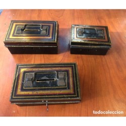 3 HUCHAS ANTIGUAS DE CHAPA PAYA RICO-UNA SOLA LLAVE.