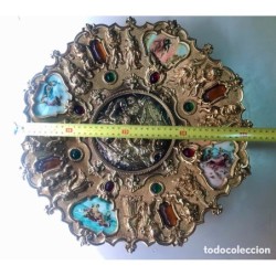 BRONCES ARTISTICOS-PLATO DE BRONCE MACIZO Y PORCELANA FABRICADO EN ESPAÑA.