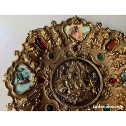BRONCES ARTISTICOS-PLATO DE BRONCE MACIZO Y PORCELANA FABRICADO EN ESPAÑA.