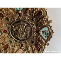 BRONCES ARTISTICOS-PLATO DE BRONCE MACIZO Y PORCELANA FABRICADO EN ESPAÑA.