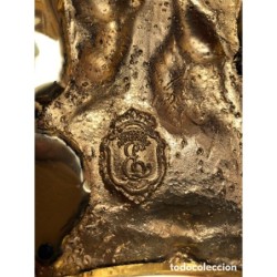 BRONCES ARTISTICOS-PLATO DE BRONCE MACIZO Y PORCELANA FABRICADO EN ESPAÑA.