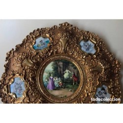 BRONCES ARTISTICOS-PLATO DE BRONCE MACIZO Y PORCELANA FABRICADO EN ESPAÑA.