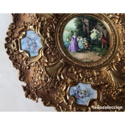 BRONCES ARTISTICOS-PLATO DE BRONCE MACIZO Y PORCELANA FABRICADO EN ESPAÑA.
