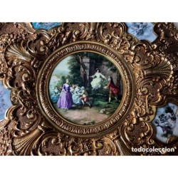 BRONCES ARTISTICOS-PLATO DE BRONCE MACIZO Y PORCELANA FABRICADO EN ESPAÑA.