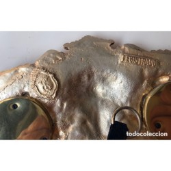 BRONCES ARTISTICOS-PLATO DE BRONCE MACIZO Y PORCELANA FABRICADO EN ESPAÑA.