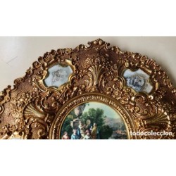 BRONCES ARTISTICOS-PLATO DE BRONCE MACIZO Y PORCELANA FABRICADO EN ESPAÑA.