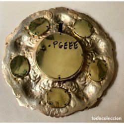 BRONCES ARTISTICOS-PLATO DE BRONCE MACIZO Y PORCELANA FABRICADO EN ESPAÑA.