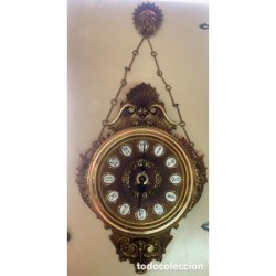 RELOJ DE PARED ANTIGUO LAFUENTE BRONCE MACIZO CON SONERIA.