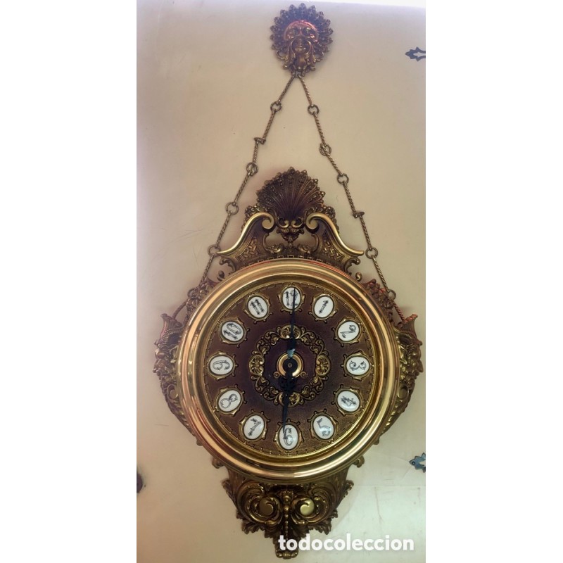 RELOJ DE PARED ANTIGUO LAFUENTE BRONCE MACIZO CON SONERIA.