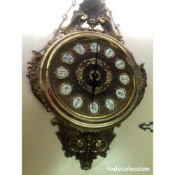 RELOJ DE PARED ANTIGUO LAFUENTE BRONCE MACIZO CON SONERIA.