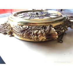 RELOJ DE PARED ANTIGUO LAFUENTE BRONCE MACIZO CON SONERIA.