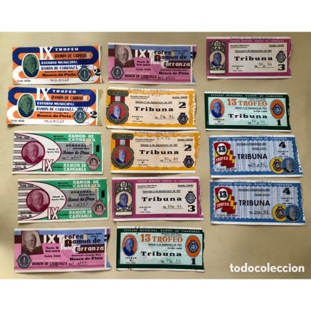 CADIZ-FUTBOL-14 ENTRADAS TICKET FUTBOL ESTADIO RAMON DE CARRANZA IX 13 TROFEO -AÑOS 1963 1967.