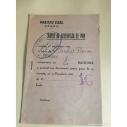CARTILLA DE RACIONAMIENTO DE PAN. CATARROJA. MUY RARA.