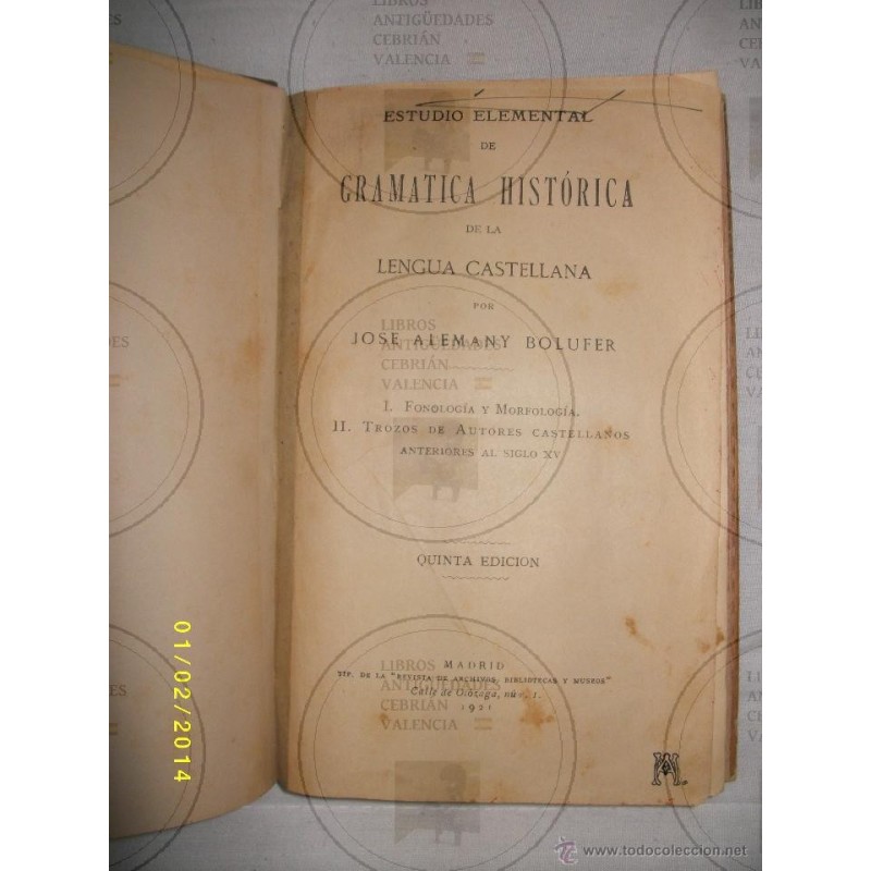 ESTUDIO ELEMENTAL DE GRAMATICA HISTÓRICA DE LA LENGUA CASTELLANA