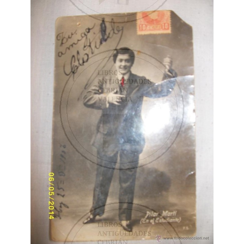 PILAR MARTINEZ -ARTISTA EN EL ESTUDIANTE 1908-TARJETA POSTAL.