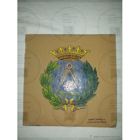 AzULEJO CON ESCUDO GIMART V.BONET TRENCO S.A. ARTESANOS EN LADRILLOS