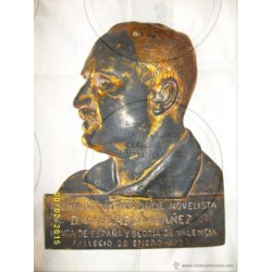 VICENTE BLASCO IBAÑEZ- PLACA BRONCE CONMEMORATIVA- FALLECIO 28 DE ENERO 1928