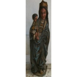 VIRGEN Y EL NIÑO. TALLA DE MADERA ARTESANA