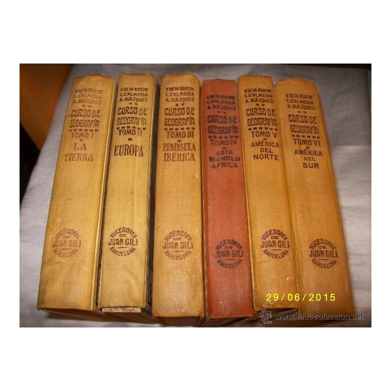 CURSO DE GEOGRAFÍA (6 volúmenes). CAMENA D´ALMEIDA, P./ BLÁZQUEZ, Antonio/ DELGADO-AGUILERA. 1927
