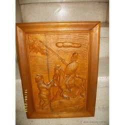 EL QUIJOTE -TALLA EN CUADRO DE MADERA.