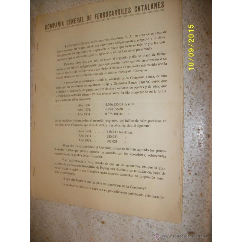 COMPAÑIA GENERAL DE FERROCARRILES CATALANES 1934-1935 COMPAÑIA GENERAL DE FERROCARRILES CATALANES 1934-1935