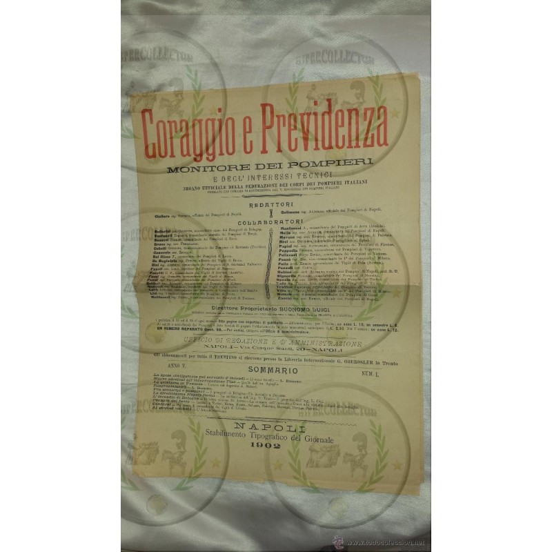 CORAGGIO E PREVIDENZA REVISTA TECNICA DE BOMBEROS ITALIANA AÑO 1902