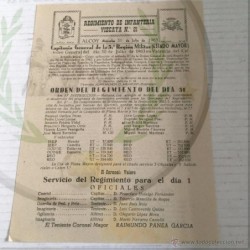 ORDEN DEL DÍA REGIMIENTO DE INFANTERÍA VIZCAYA N.21 CAPITANÍA GENERAL 3ª REGIÓN M. ESTADO MAYOR