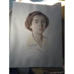 MANUEL HERNÁNDEZ MOMPO. RETRATO EN PASTEL DE UN POSIBLE FAMILIAR DEL ARTISTA AÑO 1950.