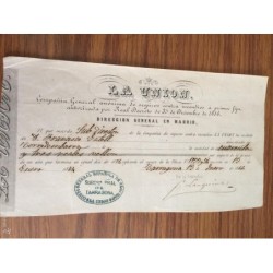 LA UNIÓN SEGUROS. PRIMA FIJA. DIRECCIÓN GENERAL DE MADRID. TARRAGONA. AÑO 1866.