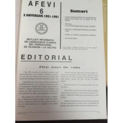 AFEVI. ANIVERSARIO.BULLETI INFORMATIU DE L'ASSOCIACIÓ D'AMICS DEL FERROCARRIL. VILANOVA I LA GELTRÚ.