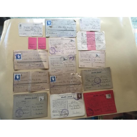 FALANGE ESPAÑOLA. SERVICIO SOCIAL-RECIBOS, CUOTAS, TARJETAS Y DOCUMENTOS. AÑOS 40.