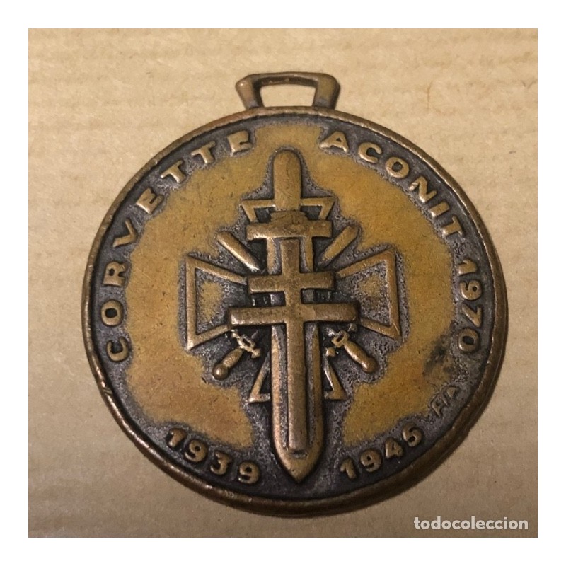 BUQUE CORVETTE ACONIT. MEDALLA CONMEMORATIVA. 1939-1949. AÑO 1970.