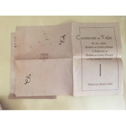 SALÓN CASA DE LOS OBREROS -VALENCIA-LAS COMISIONES DE FALLAS-3 OBRAS TEATRALES 1942- PROGRAMA 1943.
